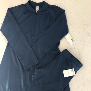 Z by Zella Touring Activewear 2 Piece Lg Slv Mini Dress + Shorts Blue Sz S